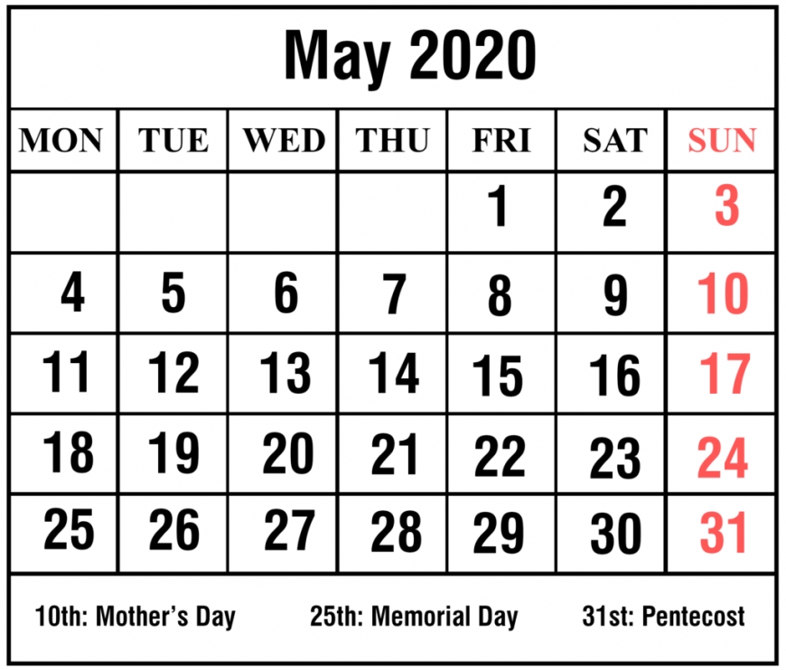 Calendar Printable's 2020