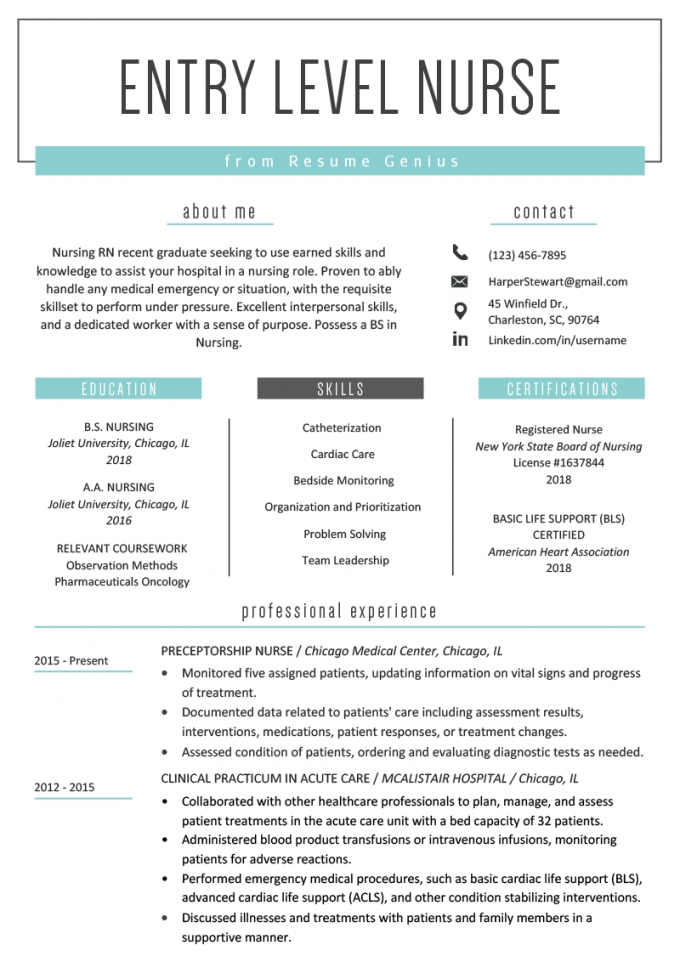 New Grad Nurse Resume Examples