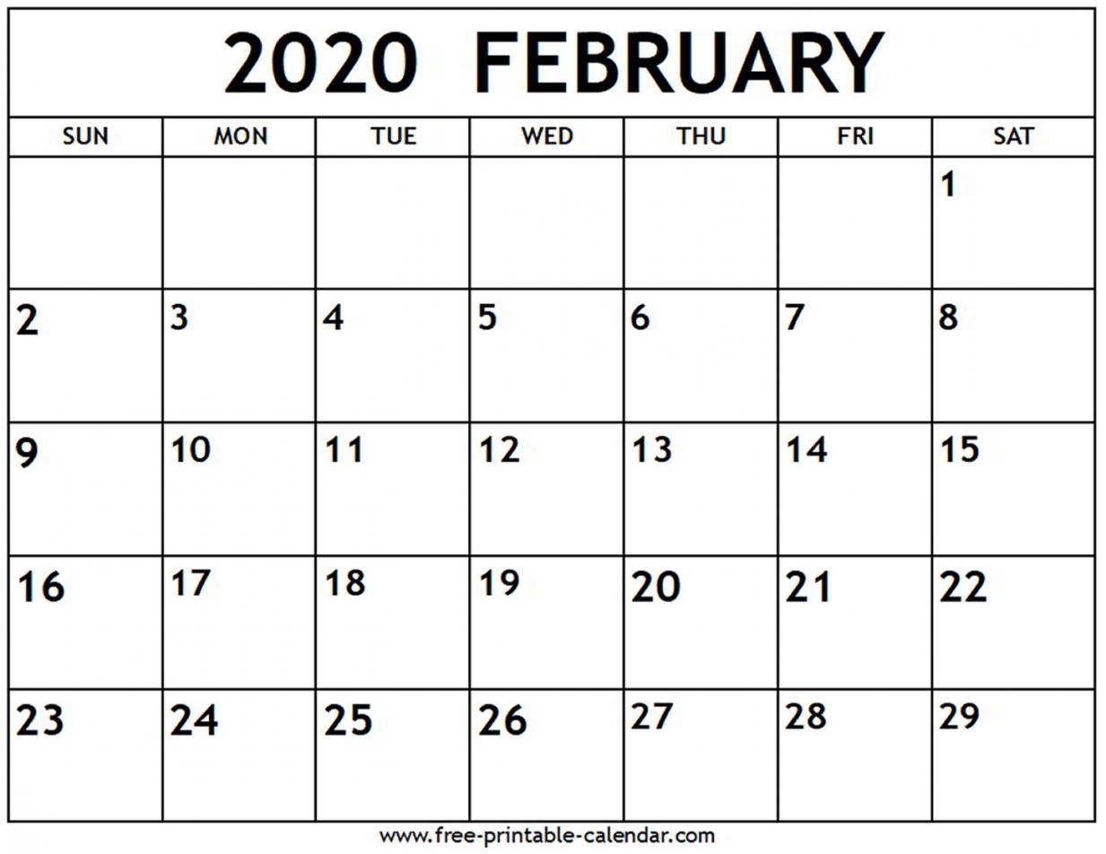 2020 February Printable Calendar 2020 February Printable Calendar