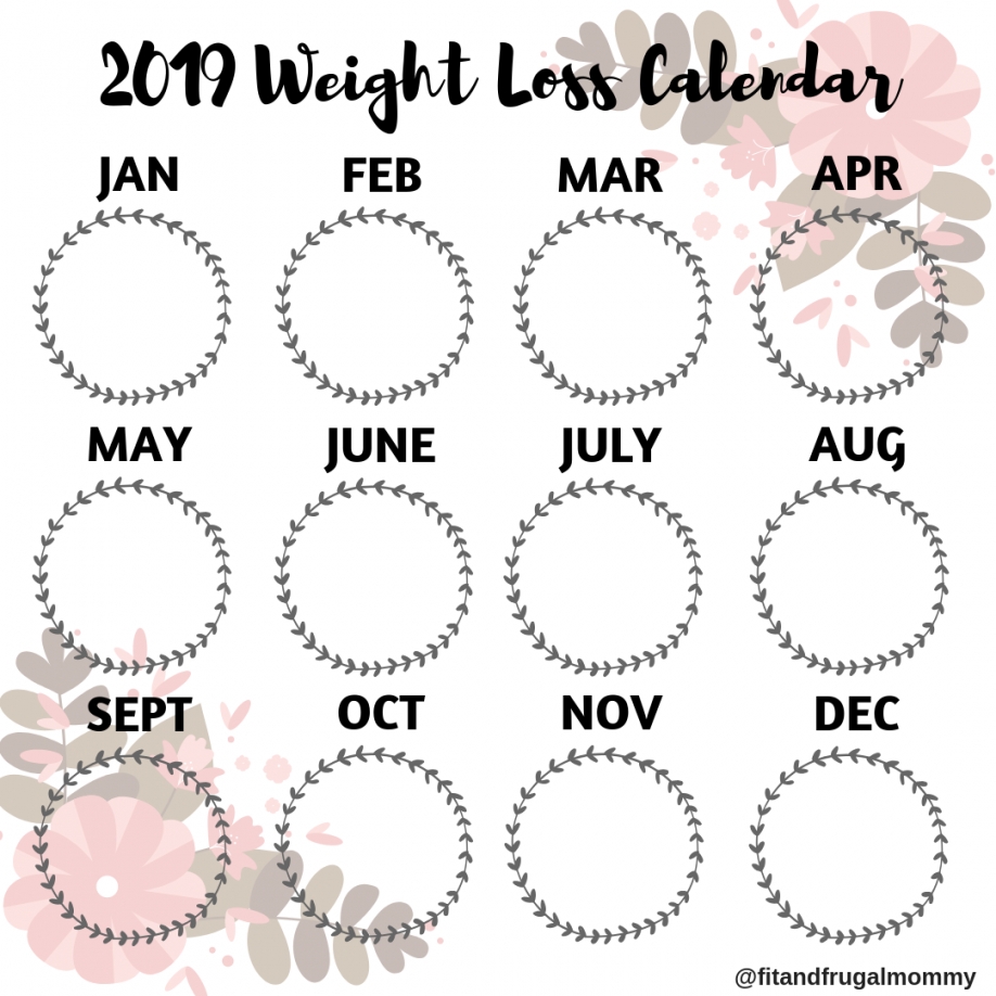 Weight Loss Monthly Calendar Weight Loss Monthly Calendar