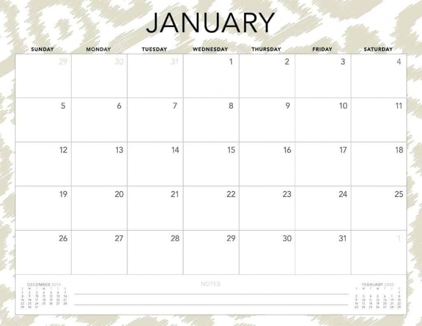 Monthly Calendar Printable 2020