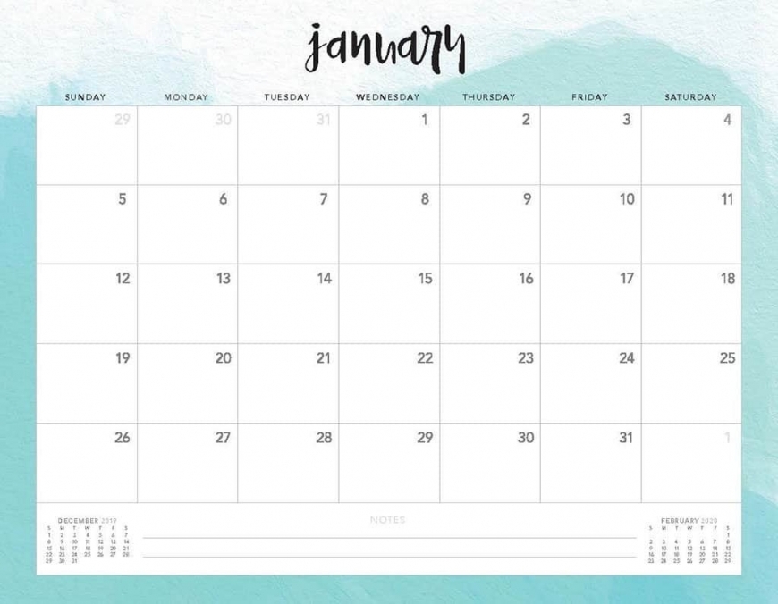 2020 Free Printable Calendar