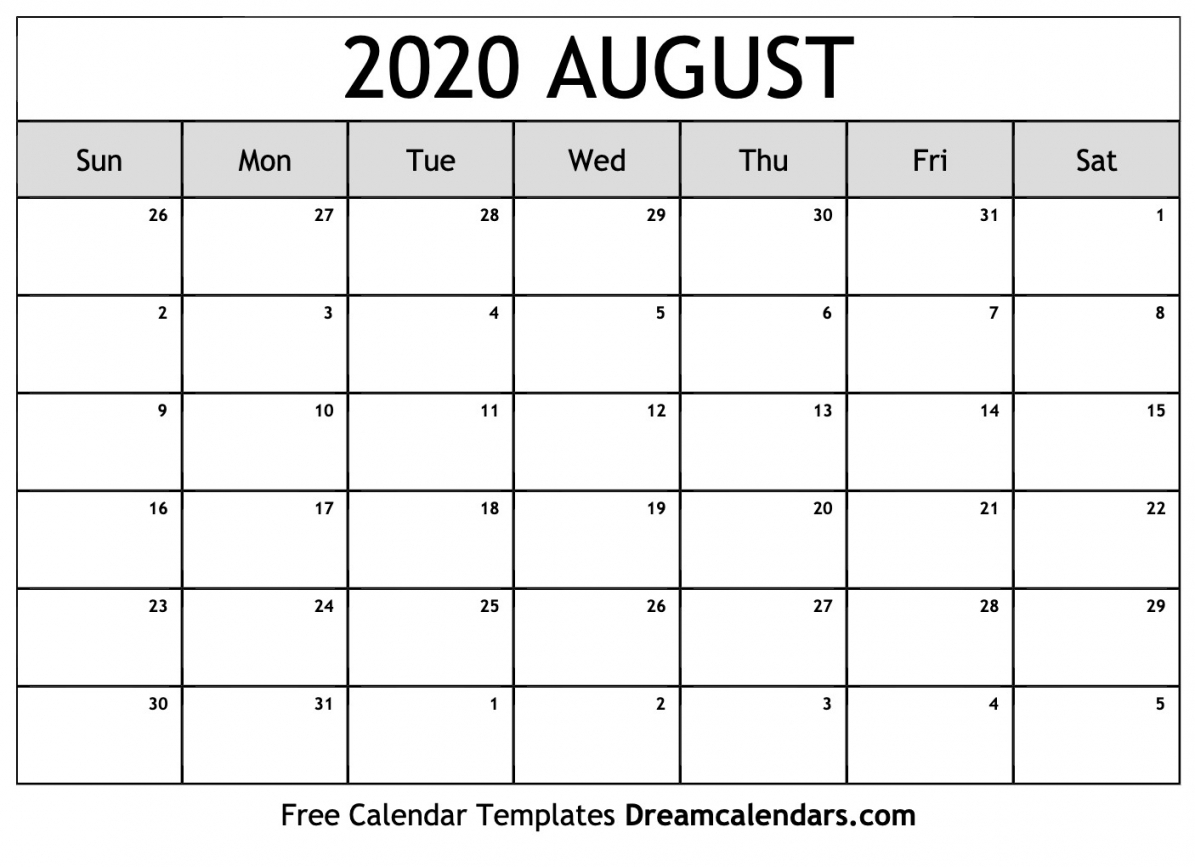 August 2020 Printable Calendar August 2020 Printable Calendar
