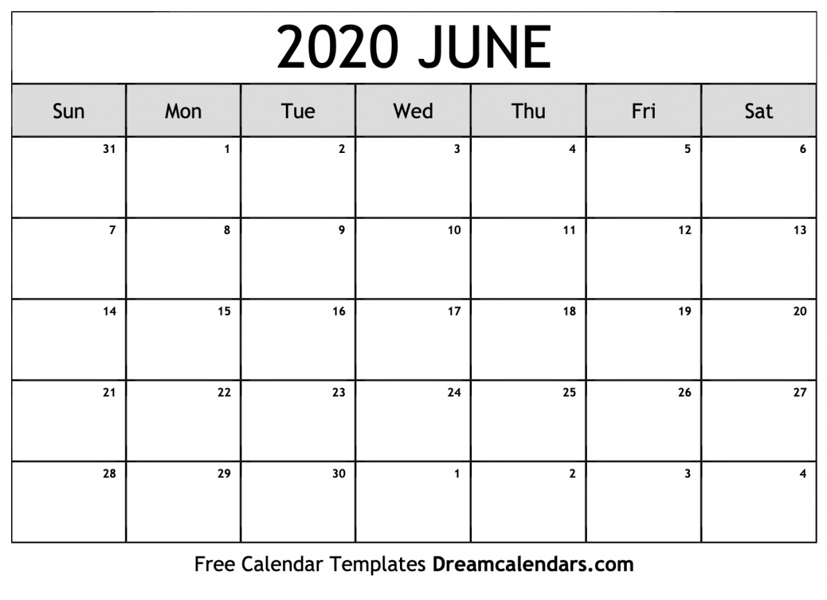 Printable June Calendar 2020