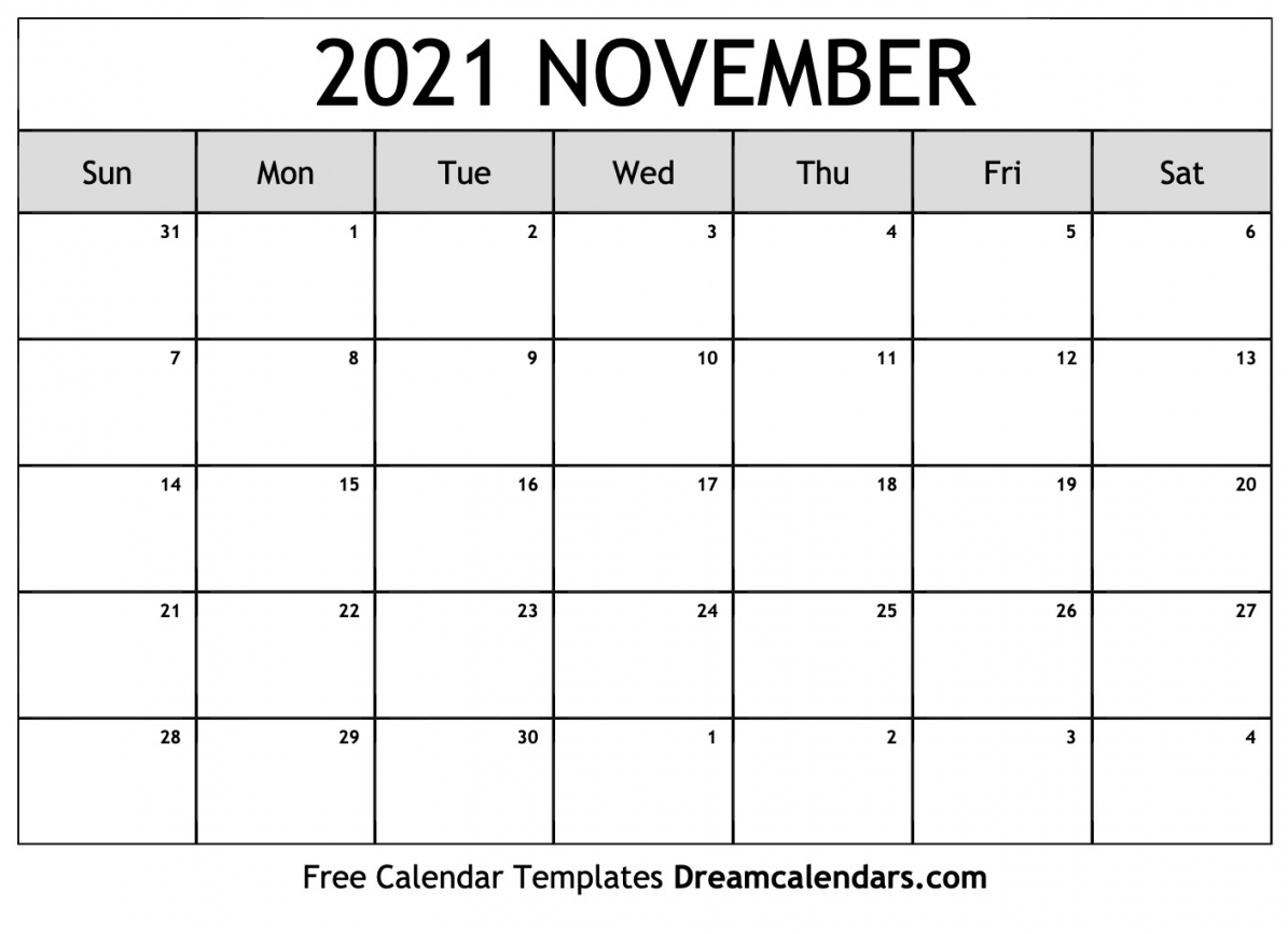 Calendar November 2021 Printable