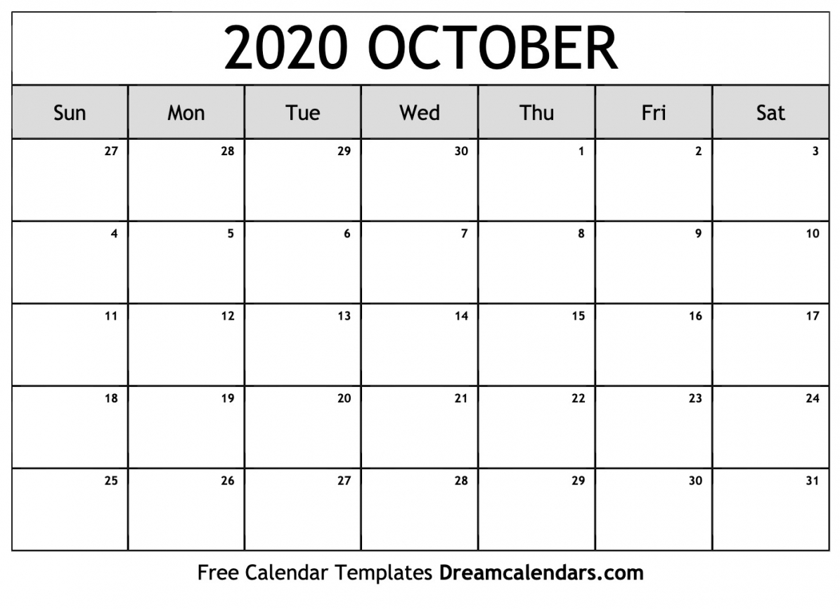 October 2020 Calendar Printable October 2020 Calendar Printable