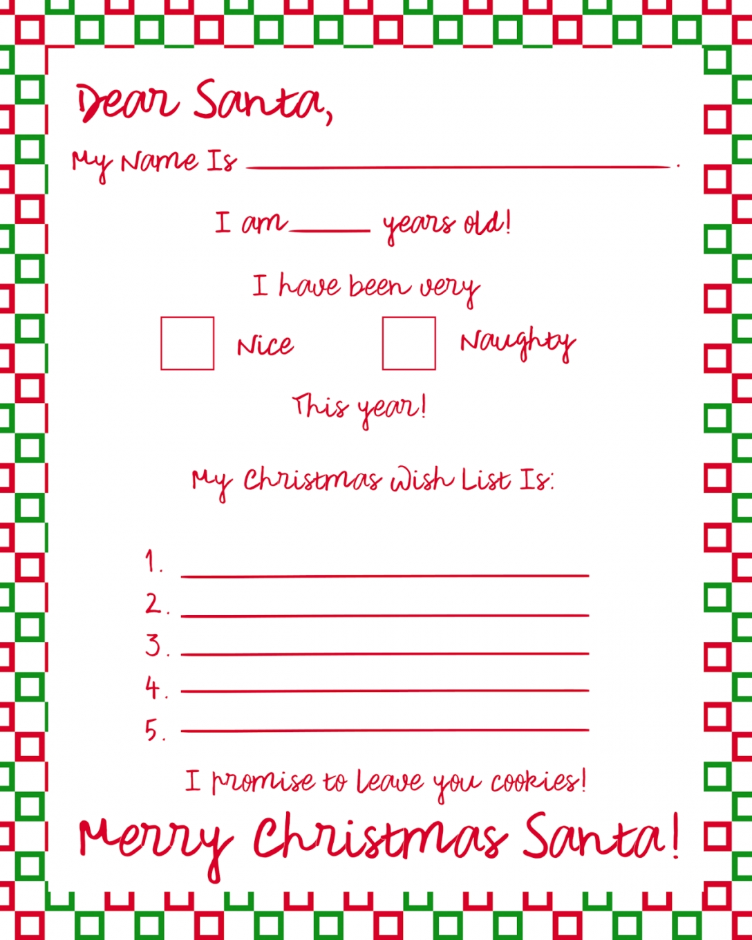 Printable Dear Santa Letters