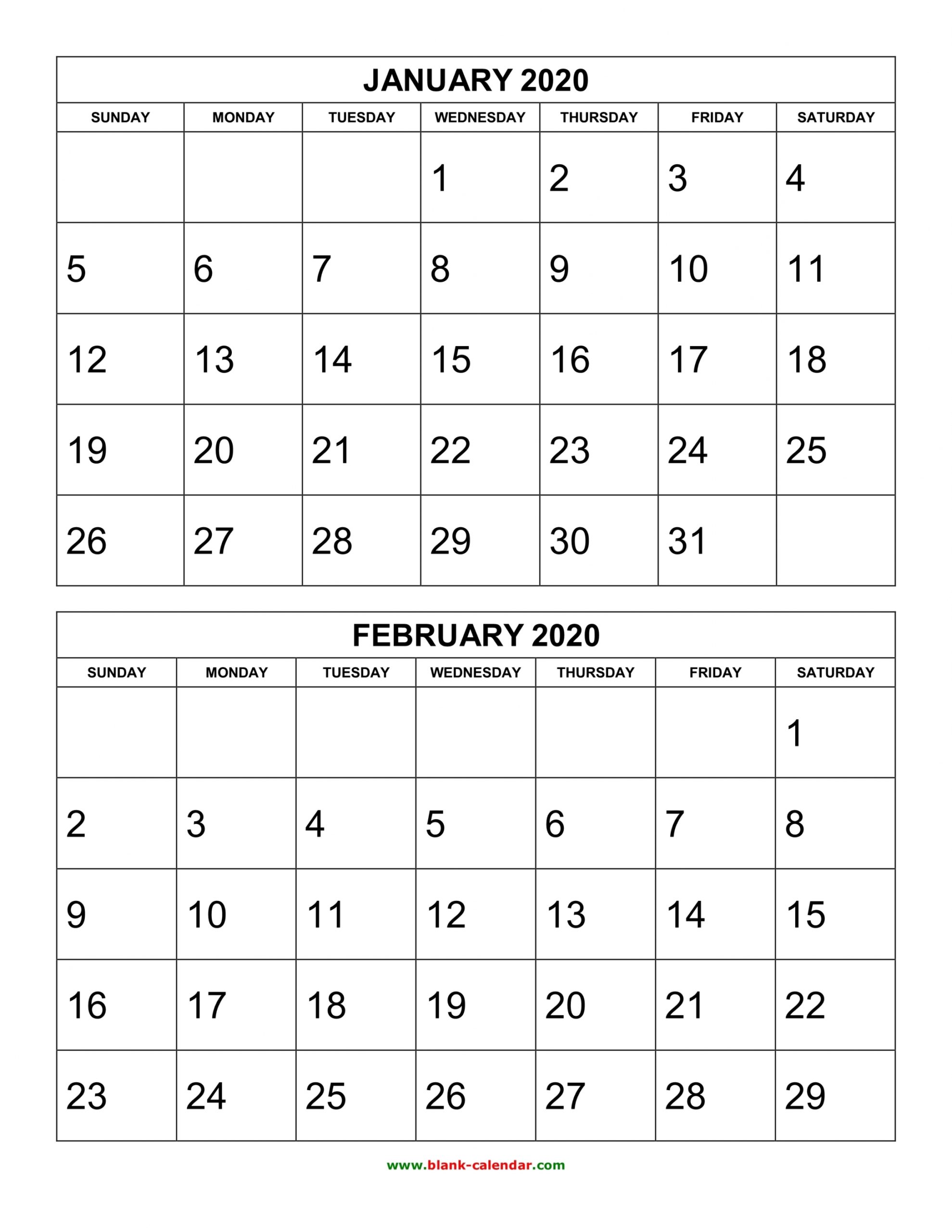 Printable Calendar Months 2020