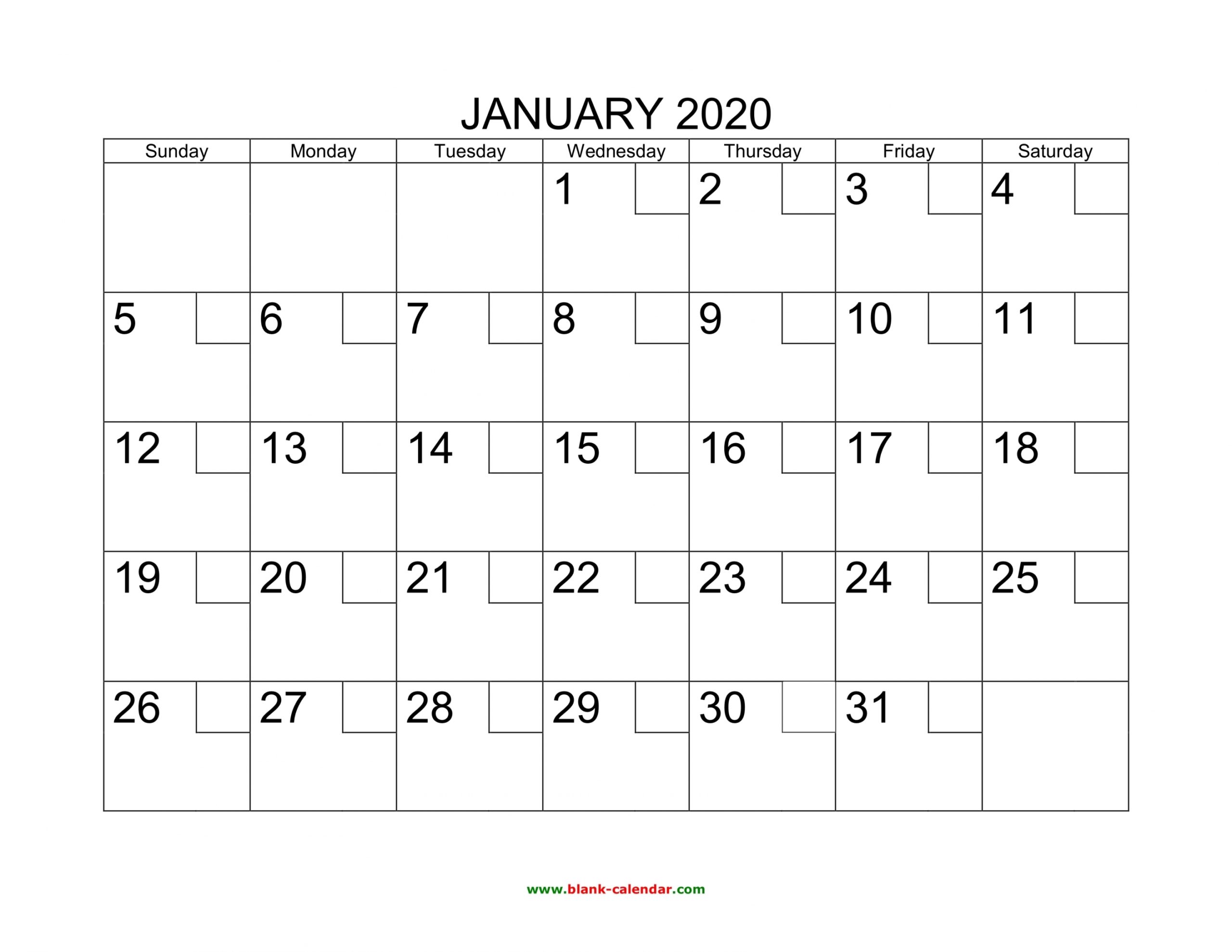 Printable Monthly 2020 Calendar