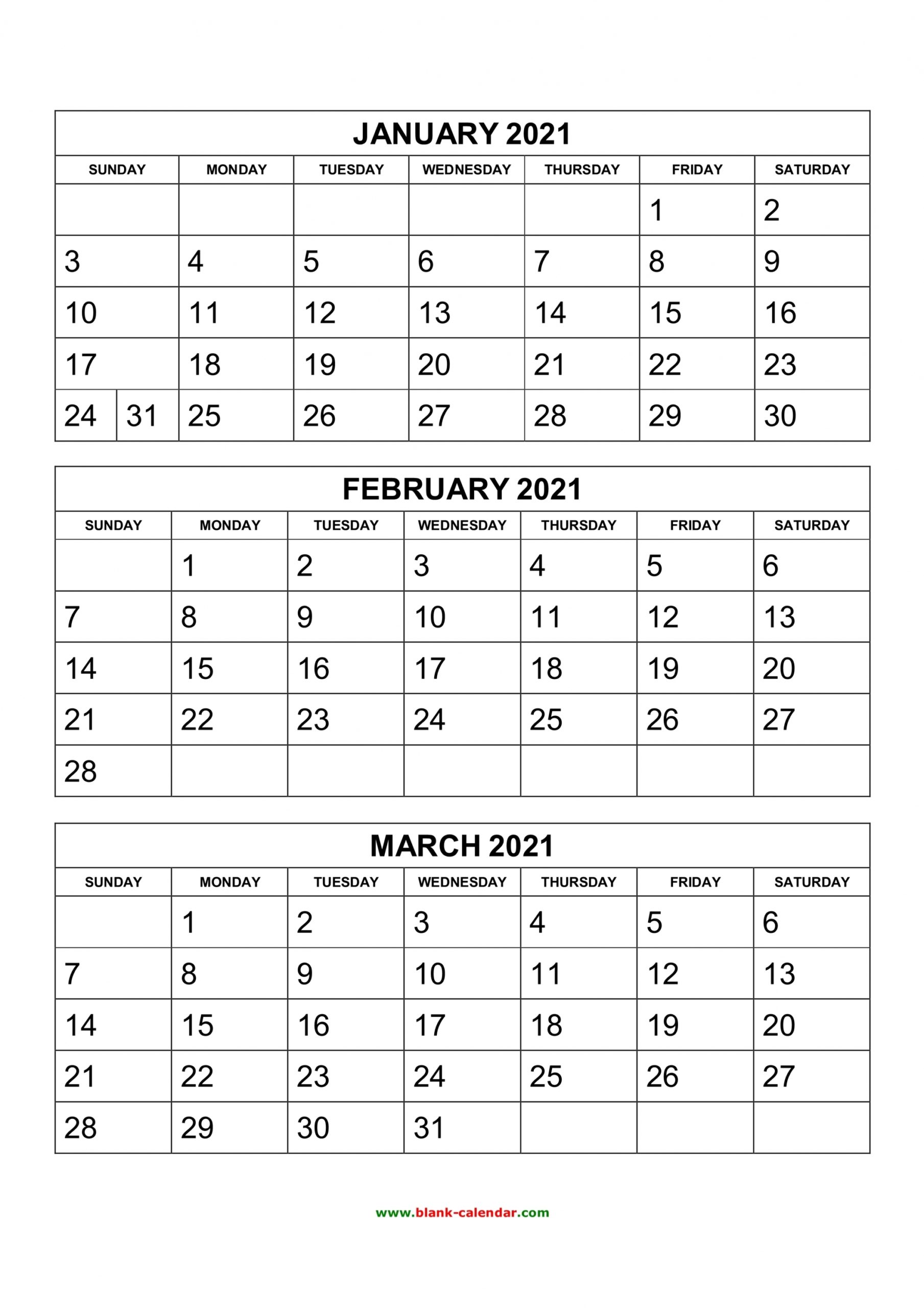 3 Month Calendar Printable 2021 3 Month Calendar Printable 2021