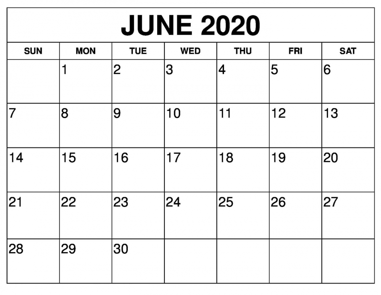 June 2020 Calendar Printable