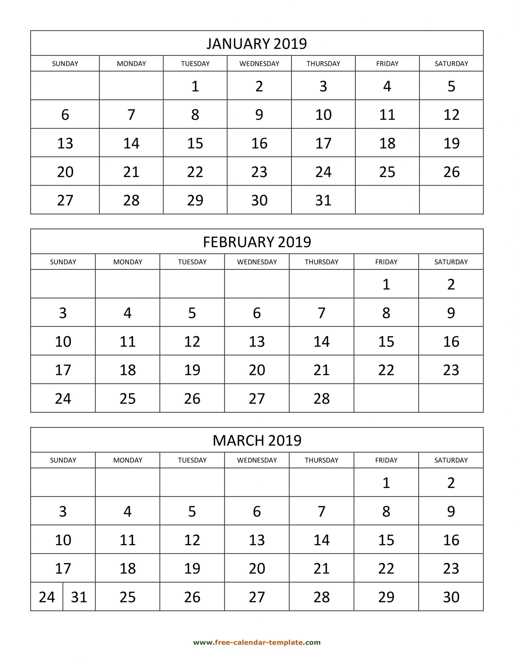 3 Month Calendar Printable