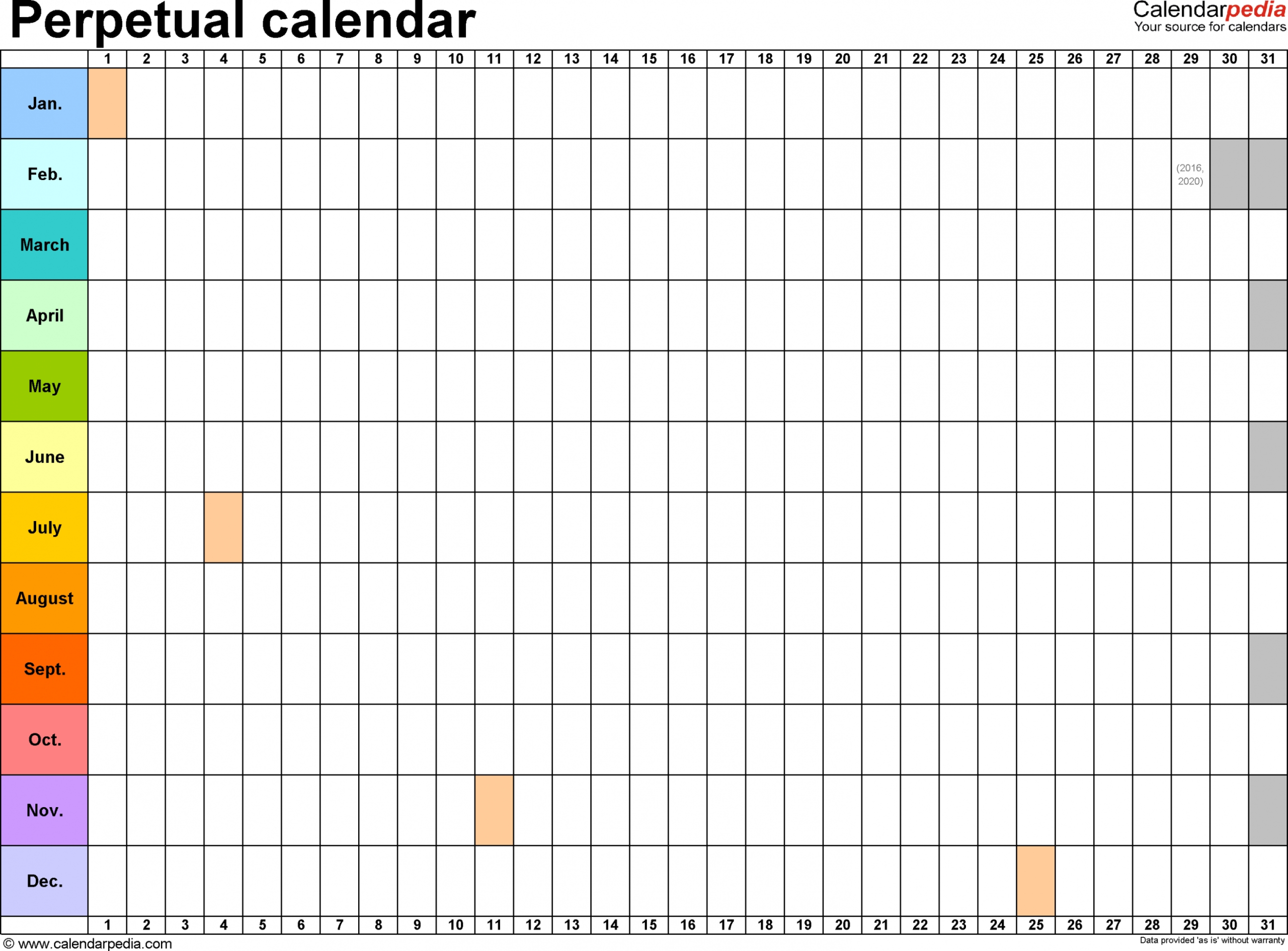 Free Perpetual Calendar Printable