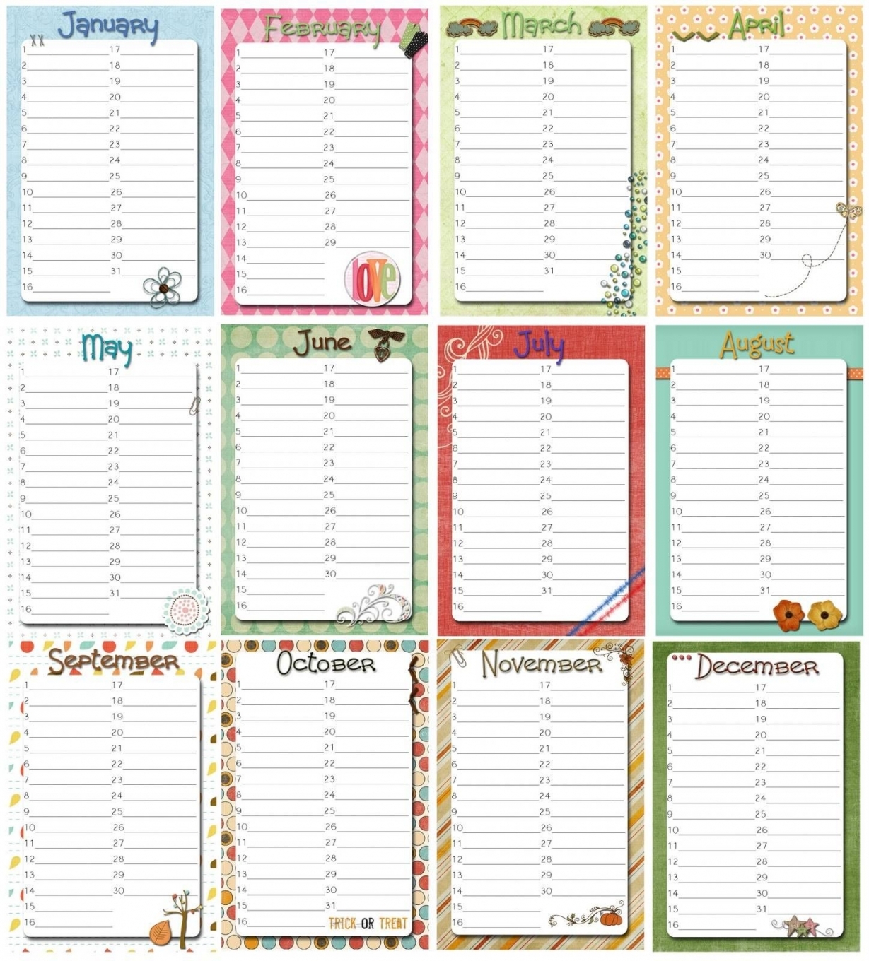 Free Perpetual Calendar Printable