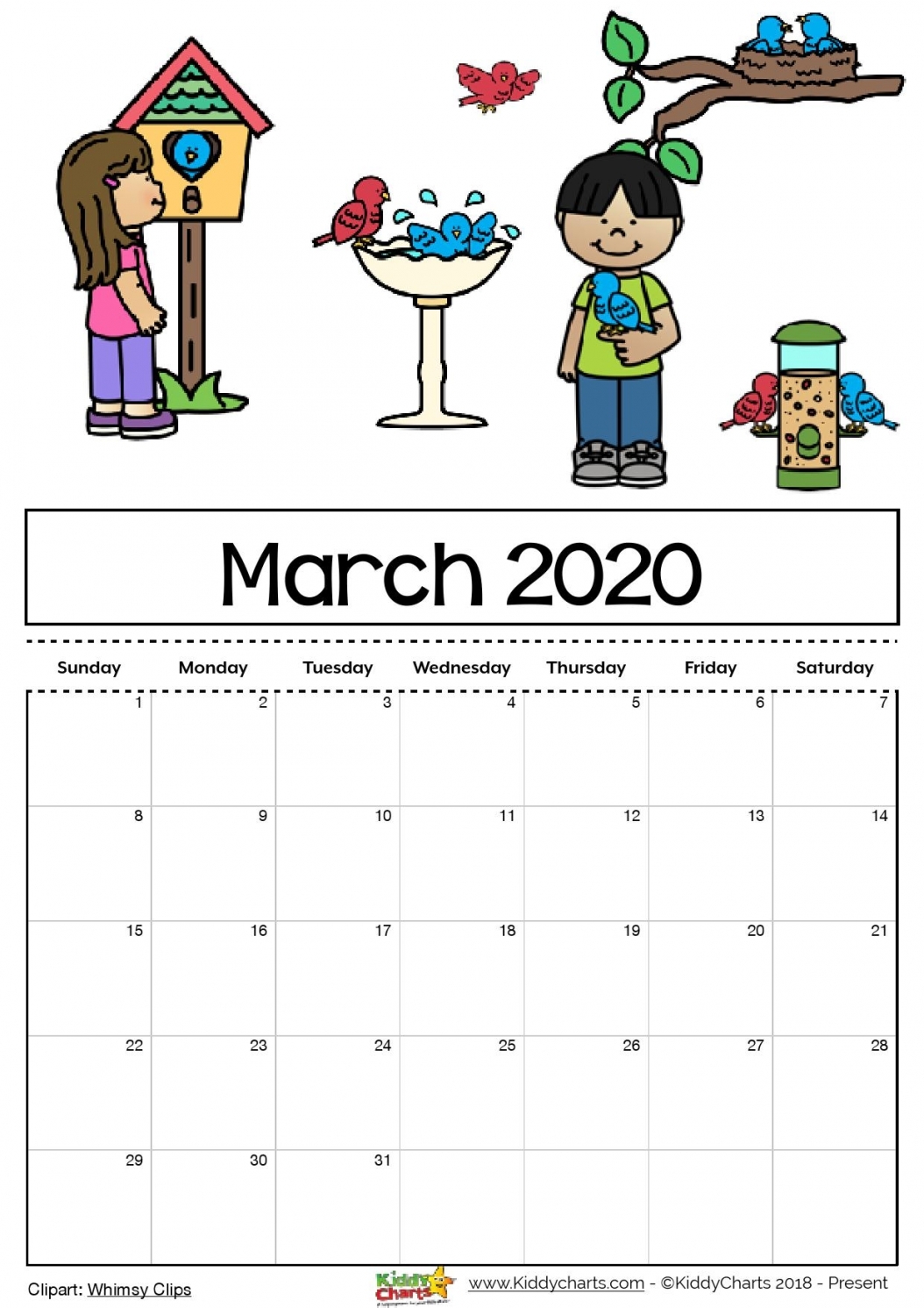 Blank Calendar 2020 For Kids