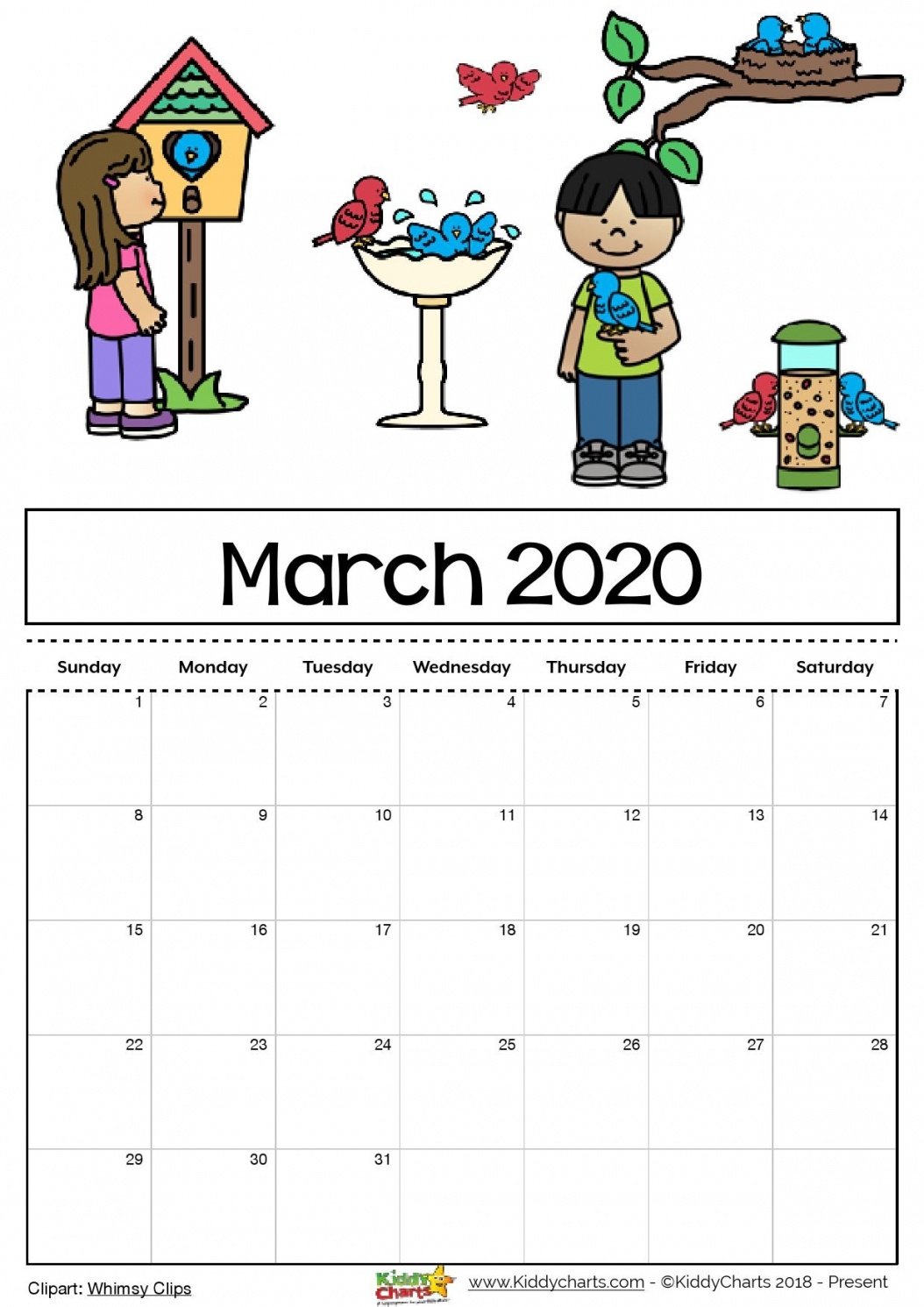 Blank Calendar 2020 For Kids Blank Calendar 2020 For Kids