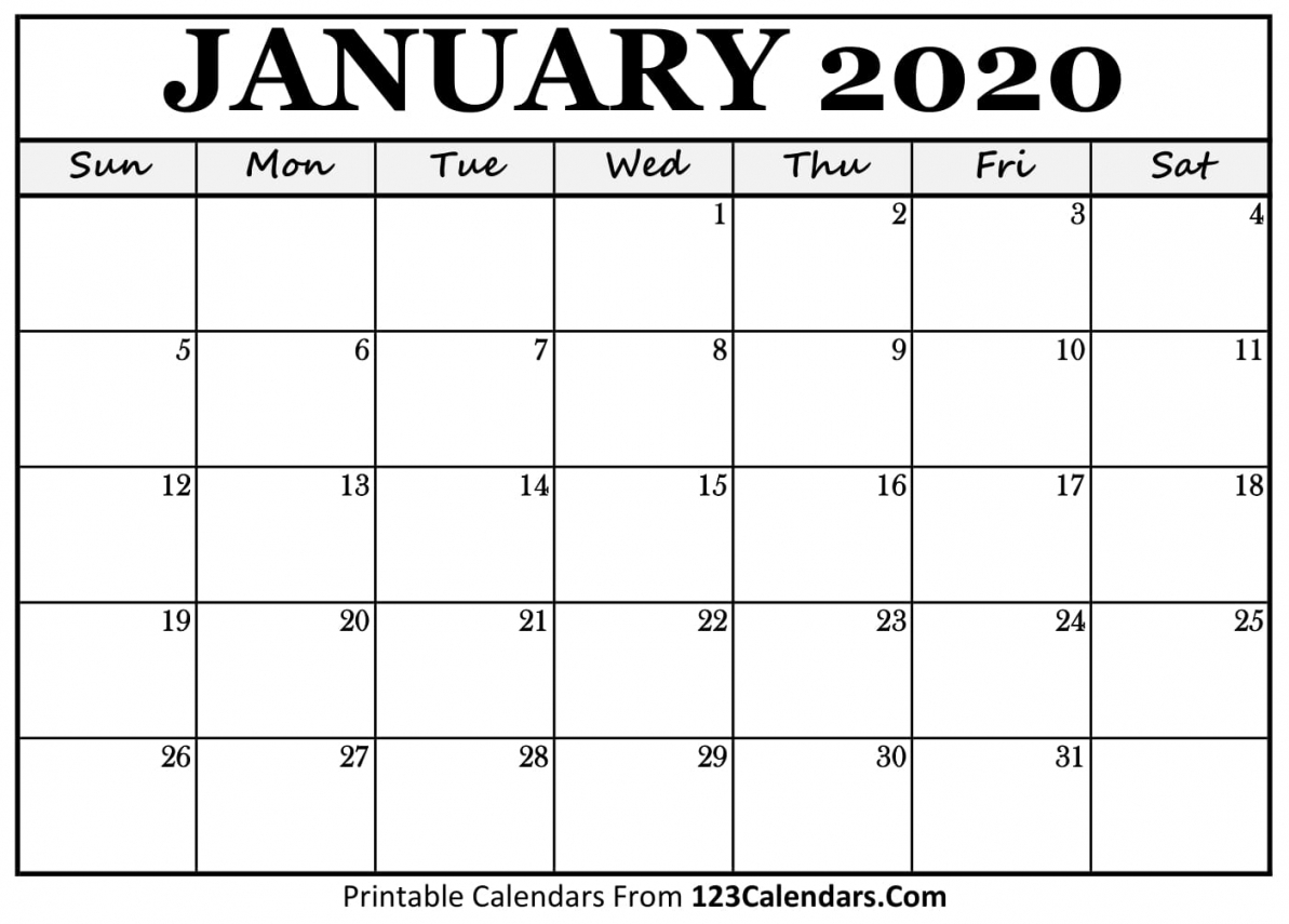 Monthly Printable Calendar 2020 Monthly Printable Calendar 2020