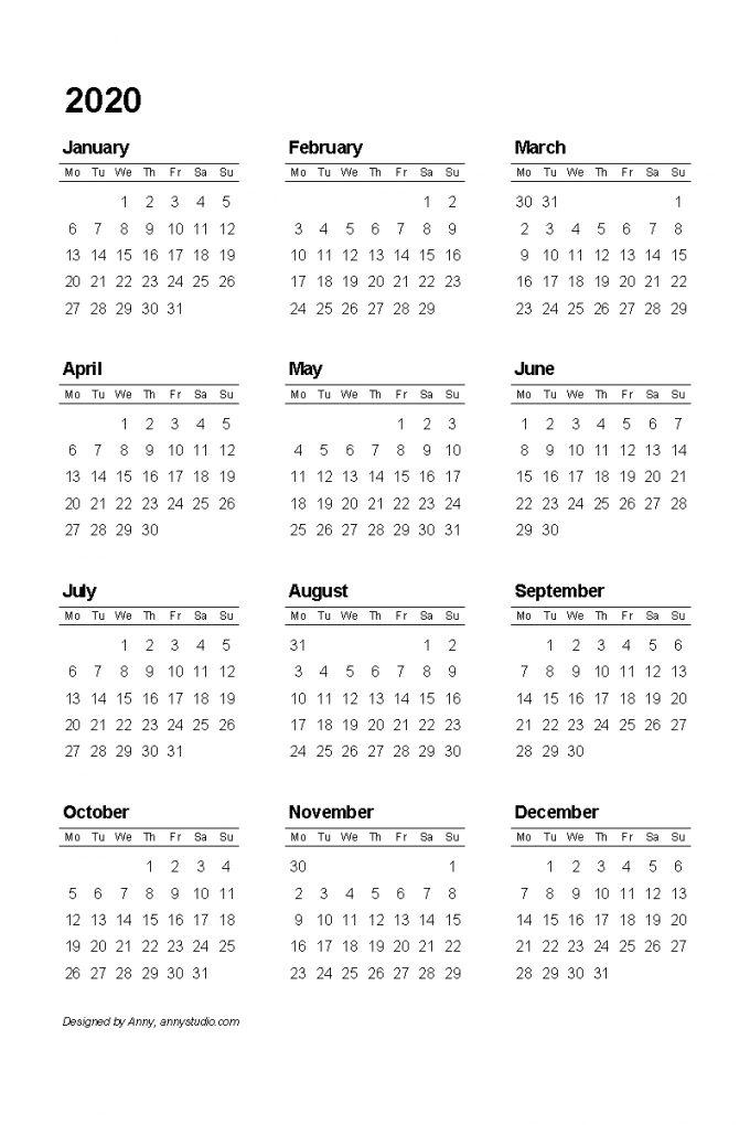 Printable Lined Calendar 2021