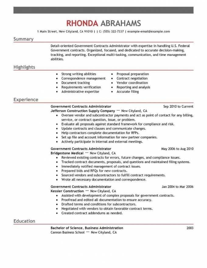 Government Resumes Examples