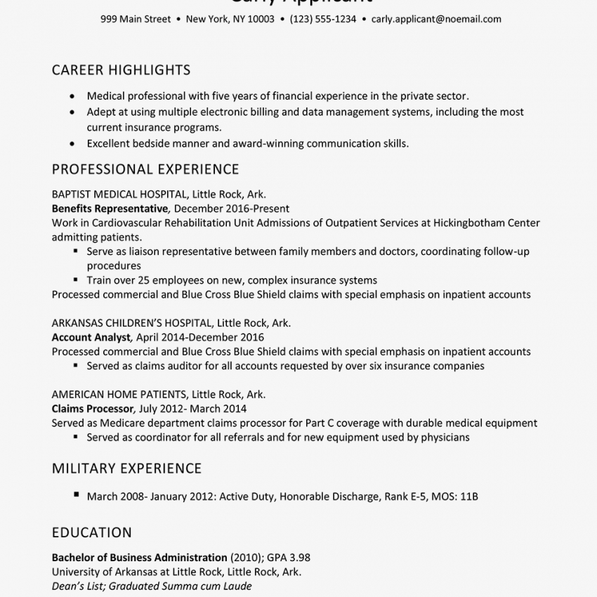 Insurance Resume Example
