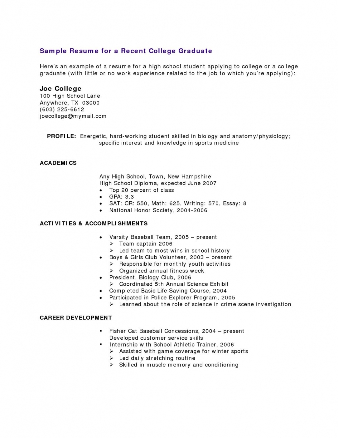 resume with no experience examples for students