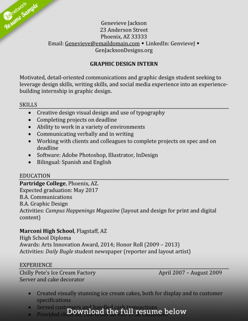 Resume Examples For College Students With No Experience