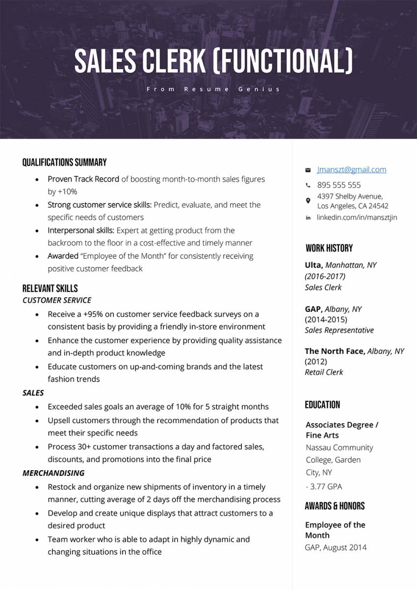 Resume Summary Of Qualifications Example