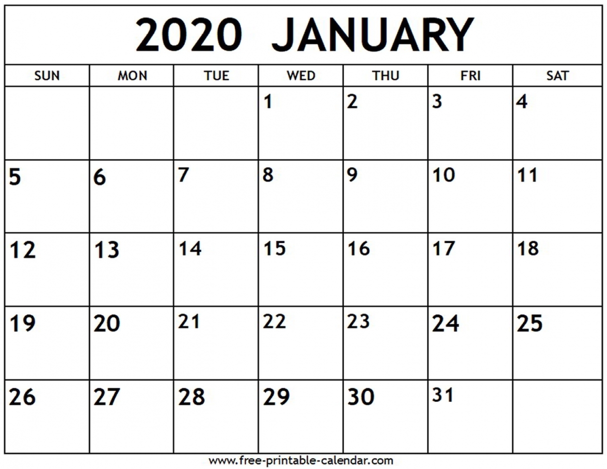 2020 Printable Calendar Canada