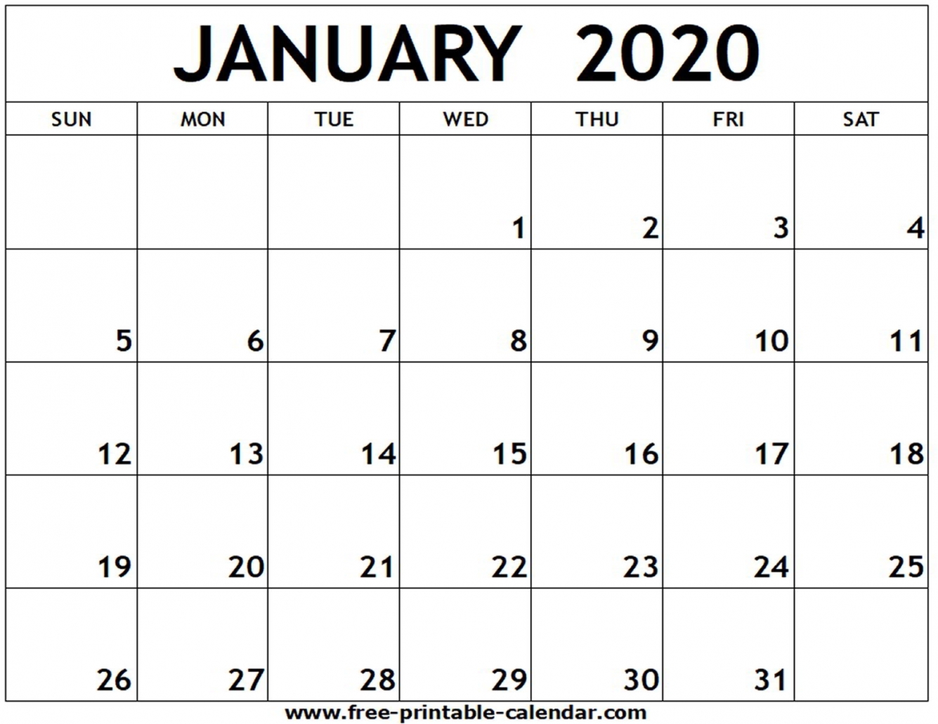 Free Monthly Calendar 2020 Printable Free Monthly Calendar 2020 Printable