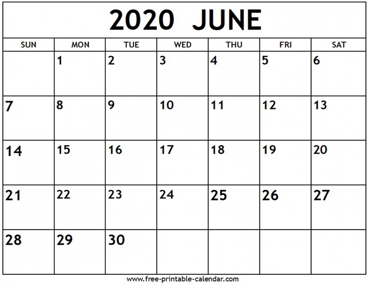 June 2020 Calendar Printable