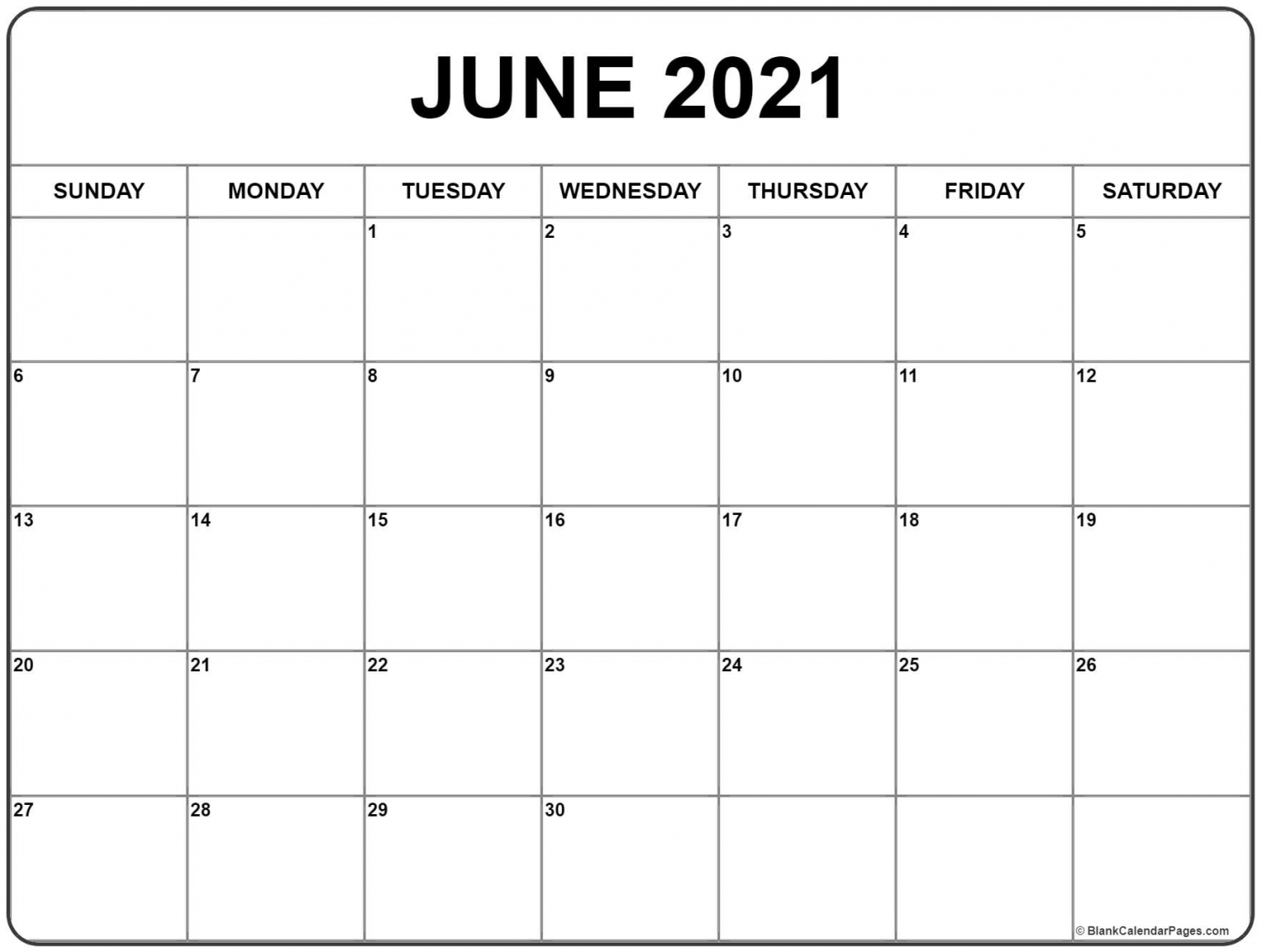 Calendar June 2021 Printable | Free Letter Templates