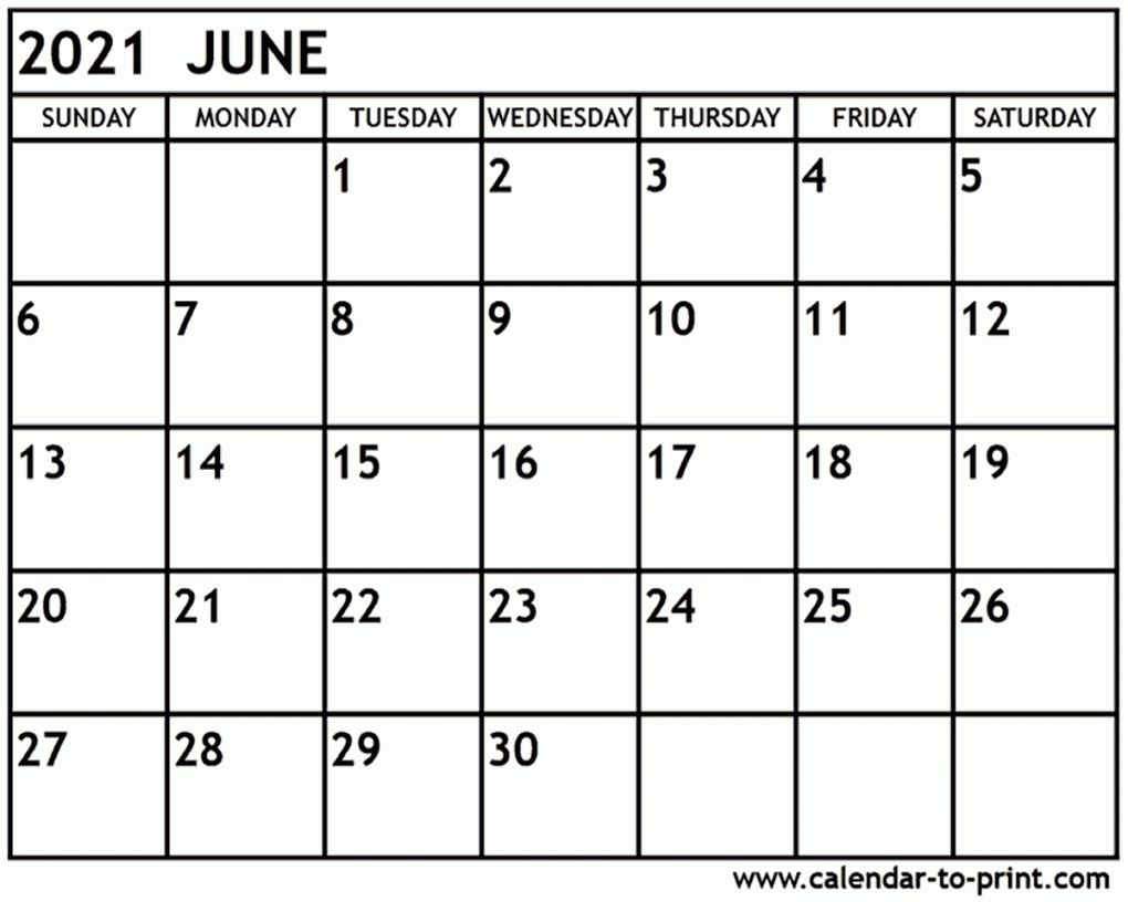 Calendar June 2021 Printable