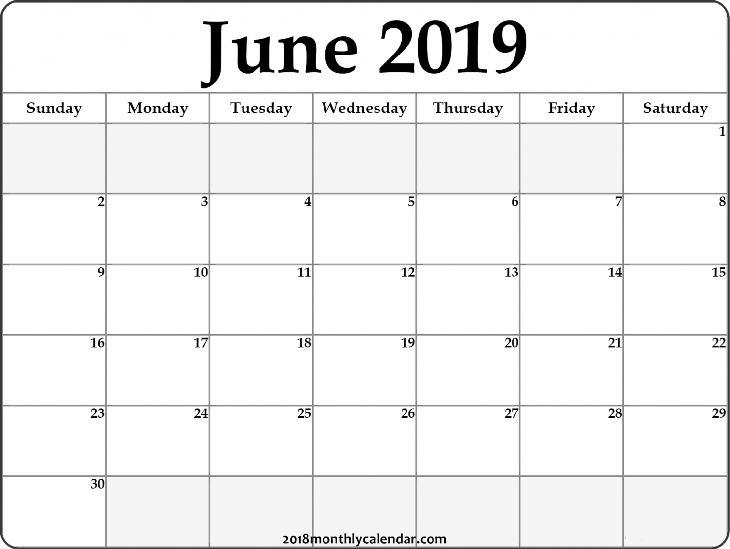 June Calendar Printable