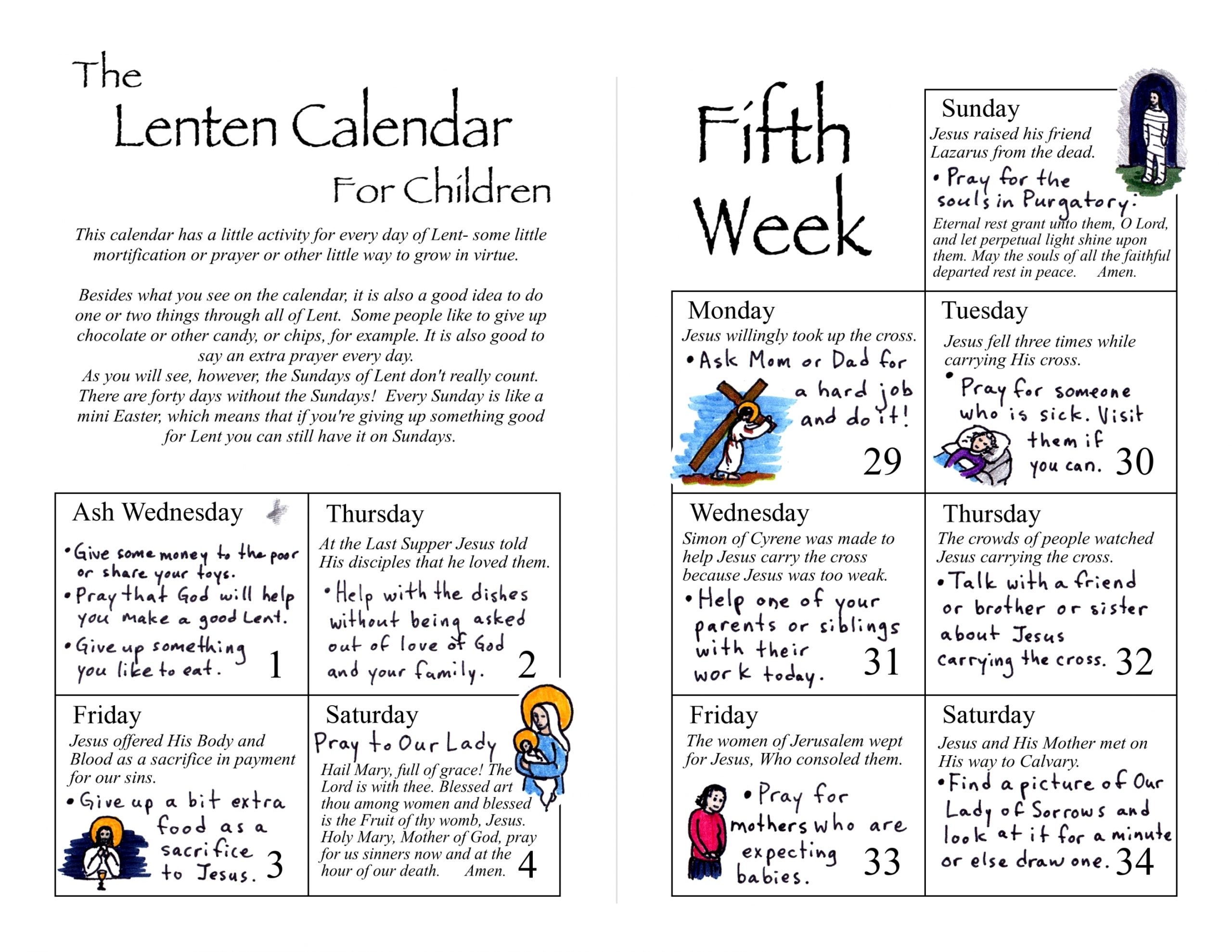 Lent Calendar For Kids 2020 Free Letter Templates