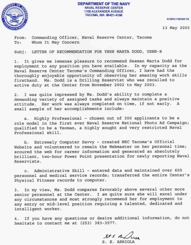 Army Ocs Letter Of Recommendation Example