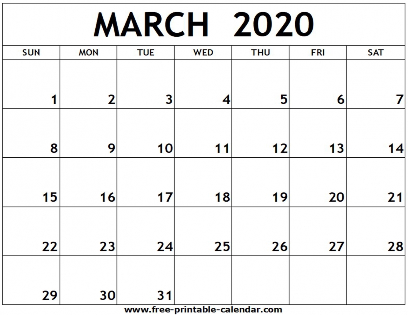 2020 Blank Printable Calendars