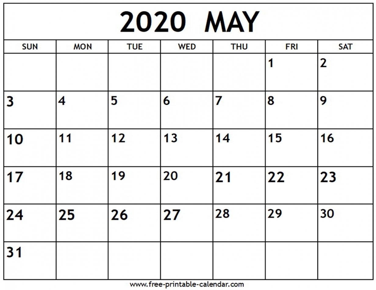May 2020 Calendar With Holidays Printable