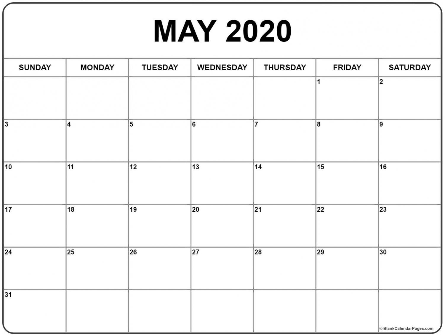 May 2020 Calendar With Holidays Printable