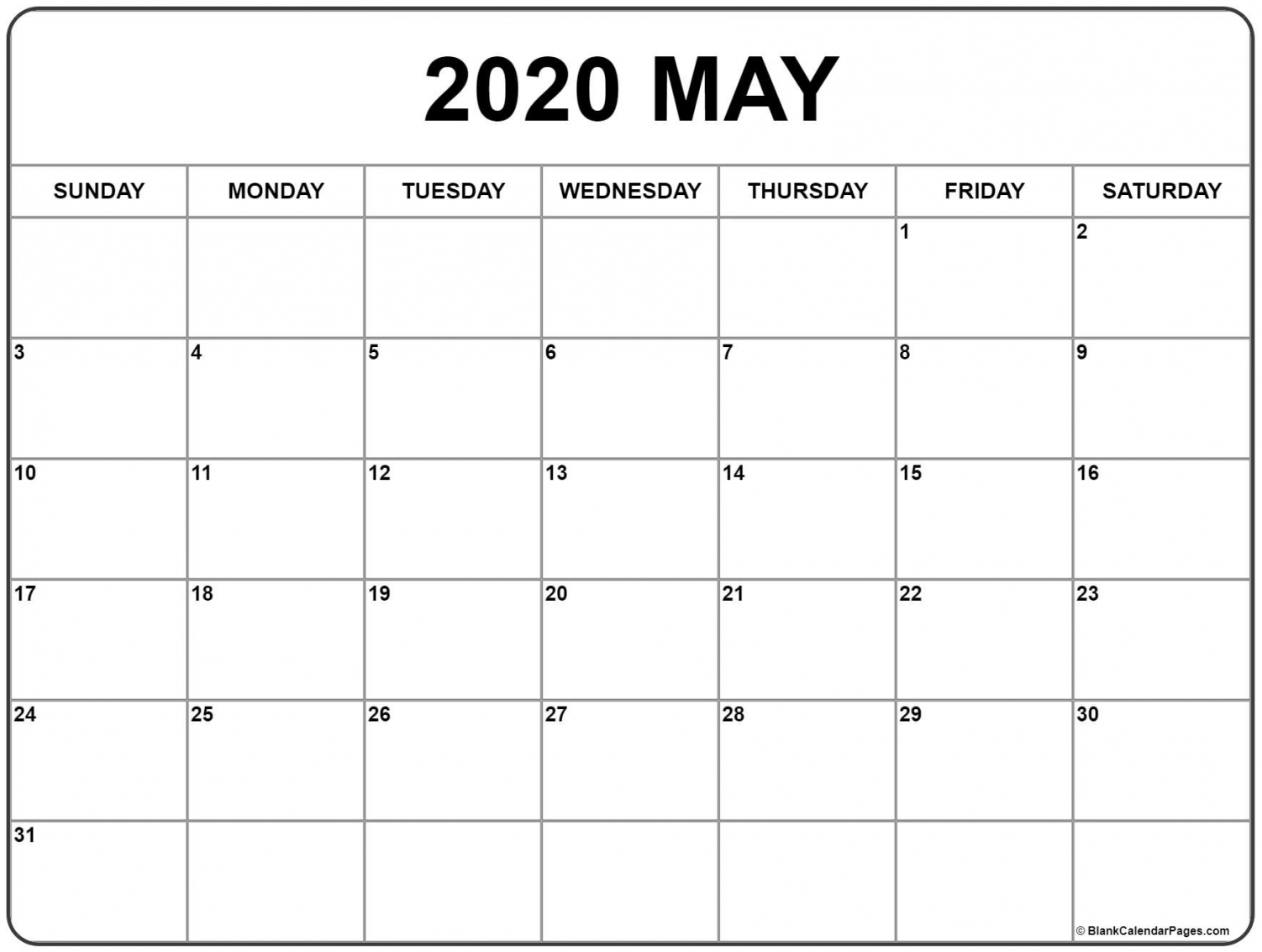 May 2020 Calendar With Holidays Printable