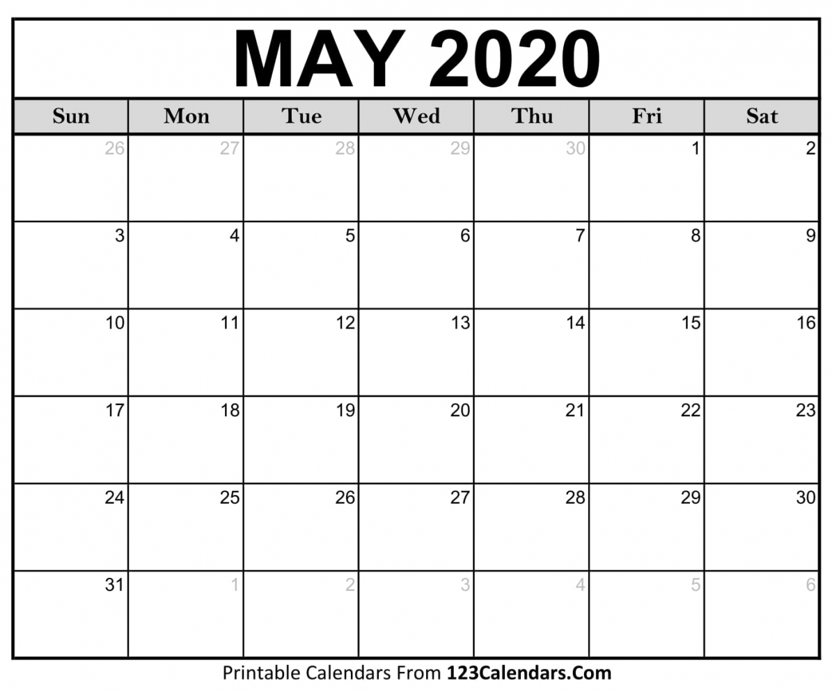May 2020 Calendar With Holidays Printable