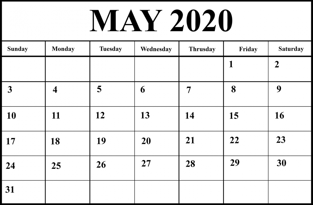 2020 Word Printable Calendar