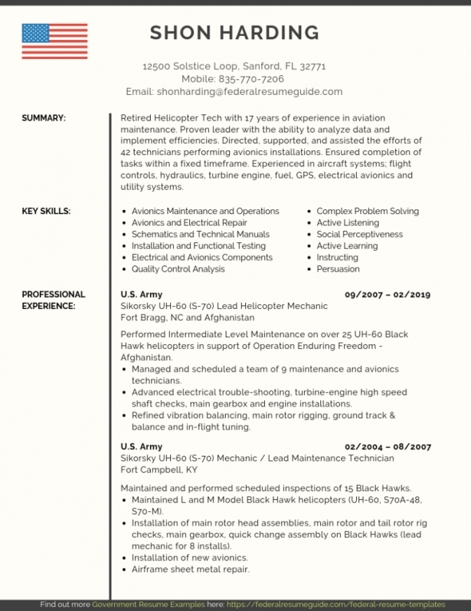 Resume Examples Military To Civilian