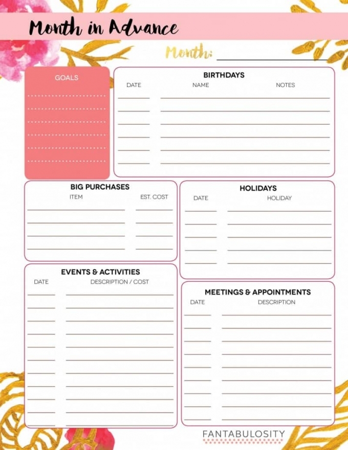 Month At A Glance Free Printable