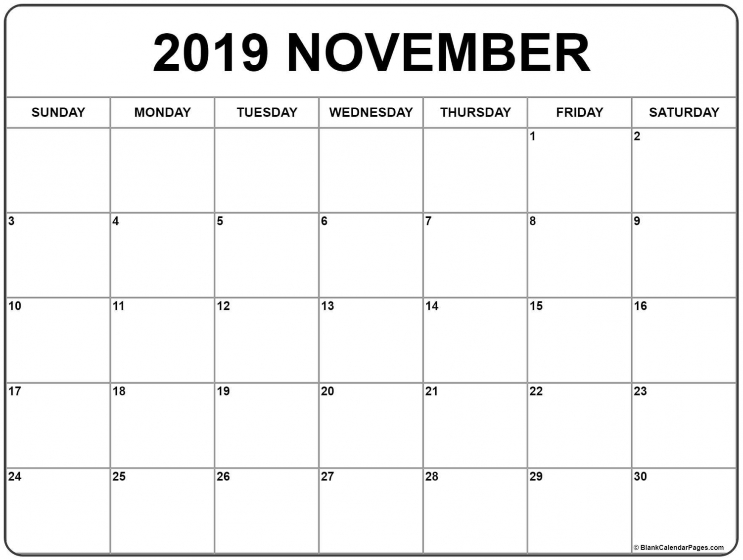 2020 Calendar November Printable
