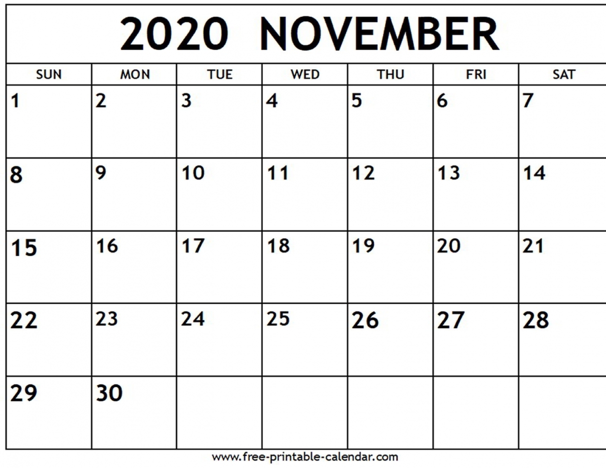 November 2020 Calendar Printable November 2020 Calendar Printable
