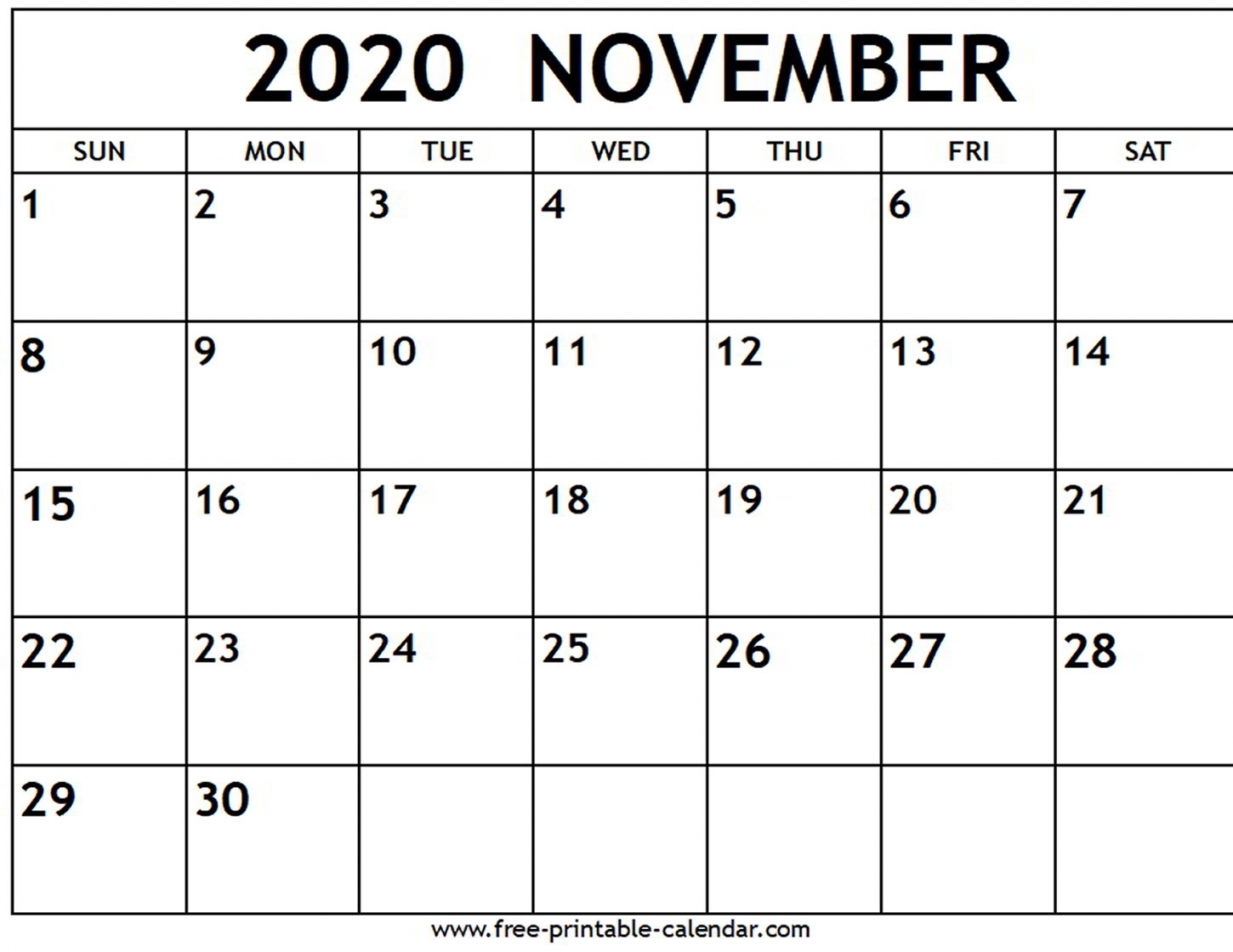 November 2020 Calendar Printable