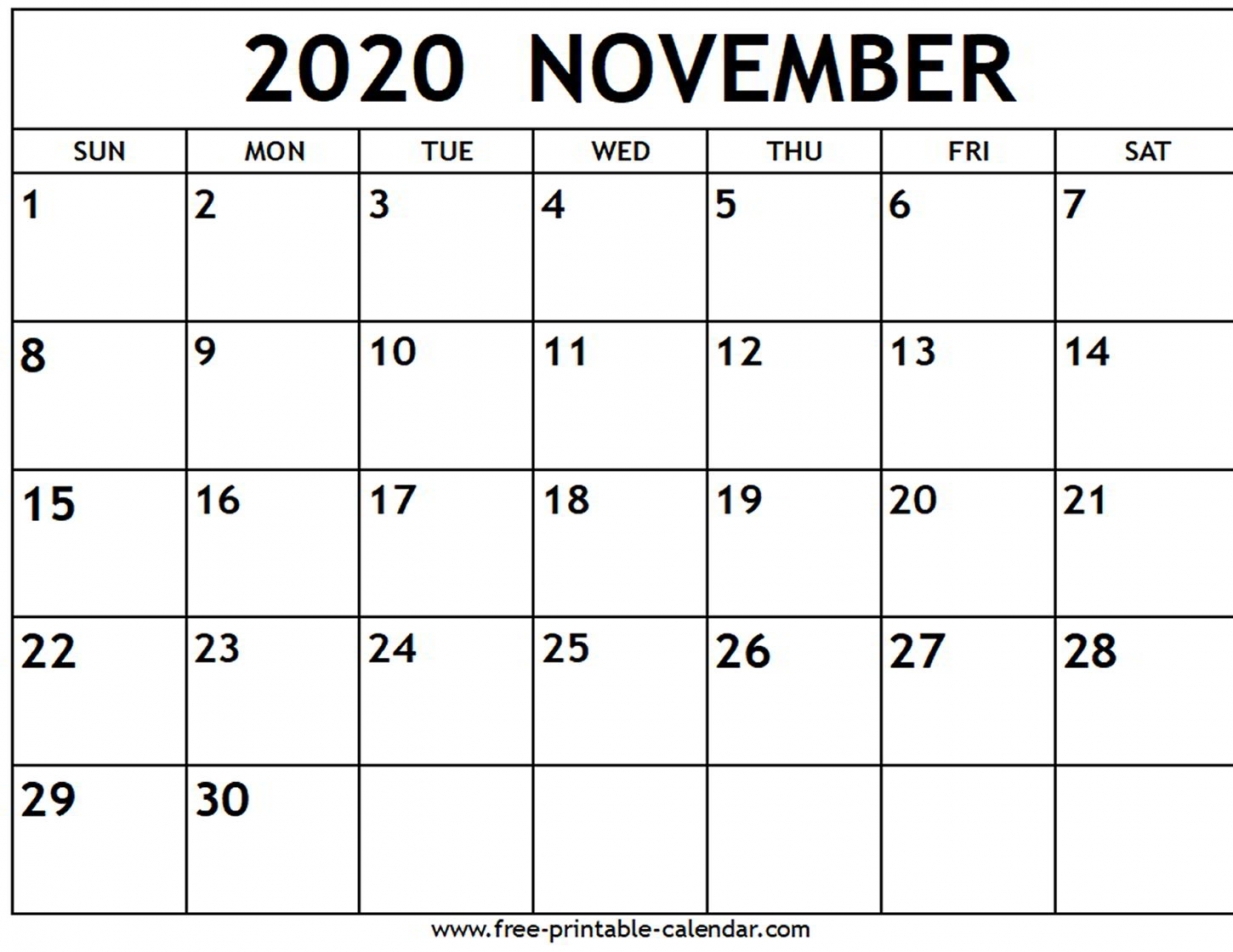 Printable Calendar November 2020