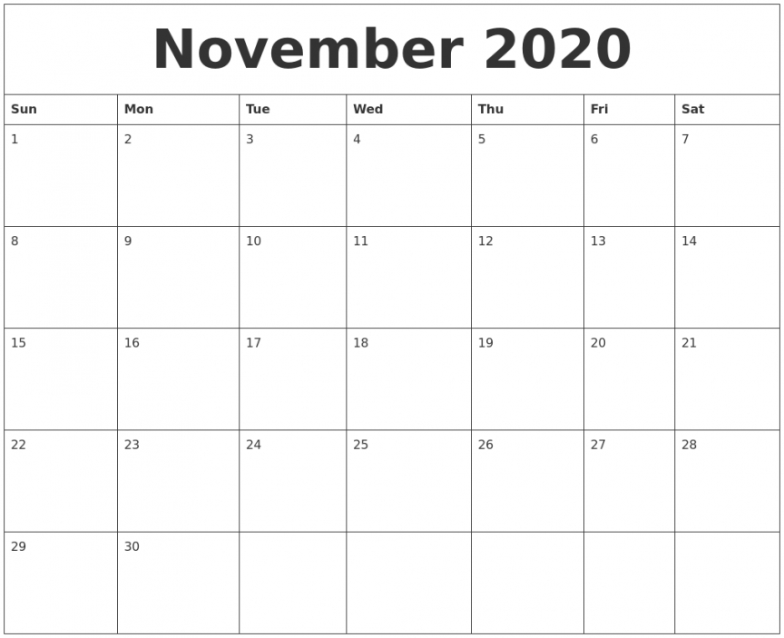 Printable Calendar 2020 Word