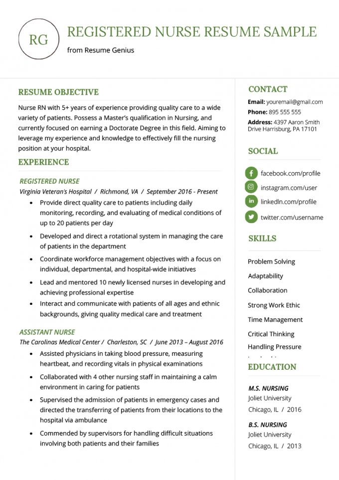 Example Of Registered Nurse Resume