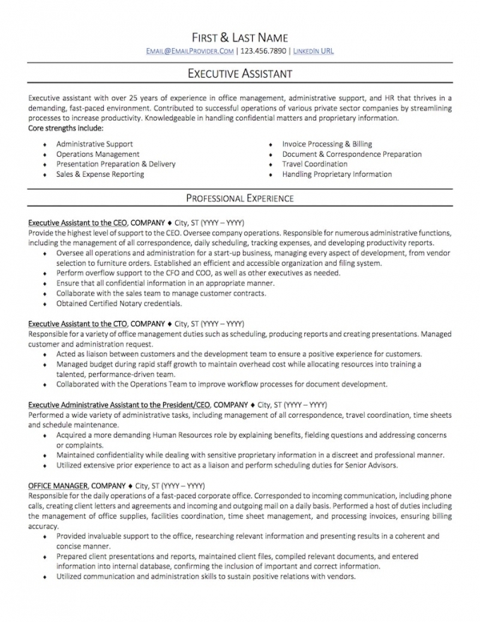 Resume Examples For Administrative Assistant